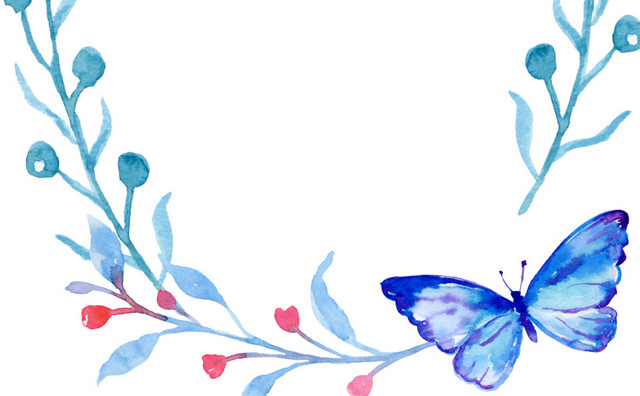 蓝色蝴蝶花朵边框素材