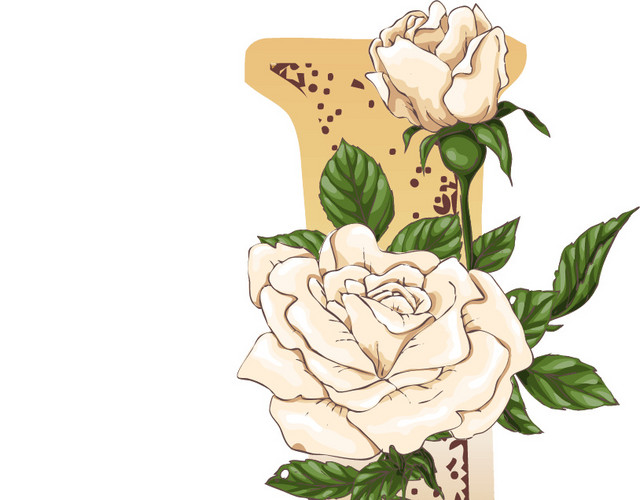 金色字母J花朵素材