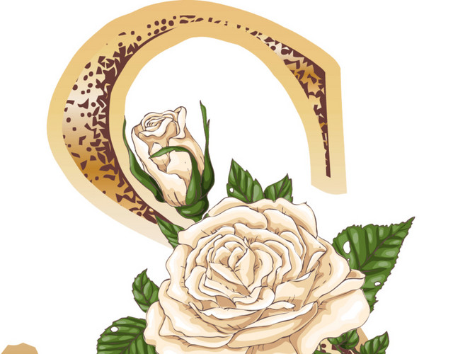 金色字母S花朵素材