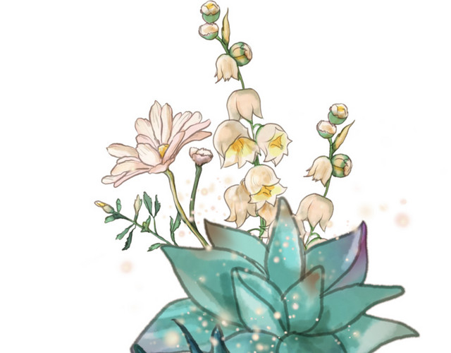 手绘花卉枝叶