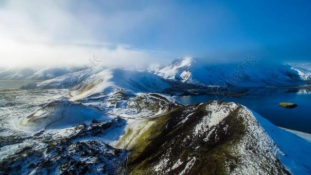 冰岛 峡湾 水 湖 冬天 雪 景观 日出 雾 景区 旅游