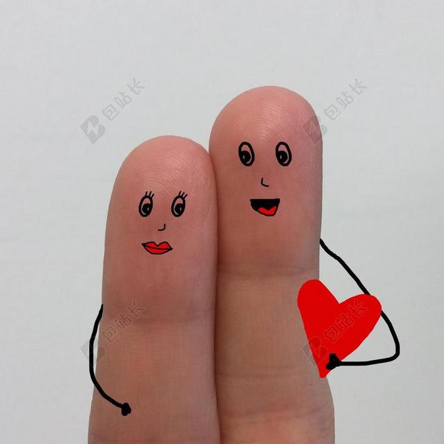 艺术创意夫妻手指和爱心背景图片