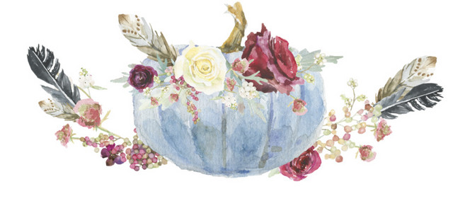 花朵花盆水彩插画素材