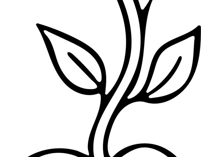 小叶子爱心花盆简笔画矢量素材