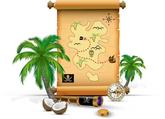 棕色卡通度假地图素材