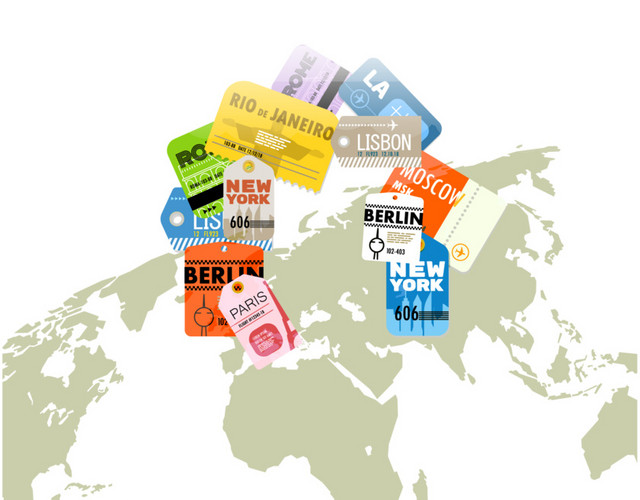 灰色卡通旅游吊牌图标