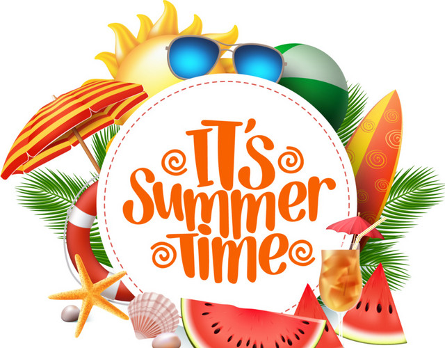 橙色卡通度假夏日时间图标