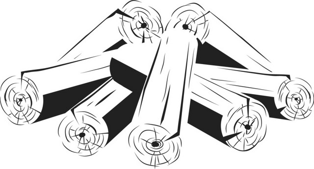 黑白卡通木材插画素材
