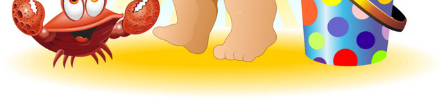 彩色手绘夏日沙滩儿童插画素材