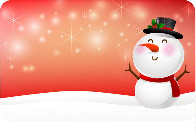 开心雪人红色长方形标签矢量素材
