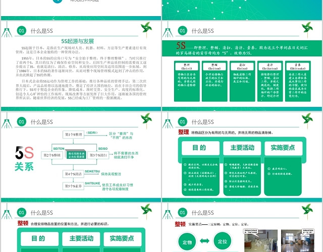 清新商务风现场管理5S培训课件PPT动态模板