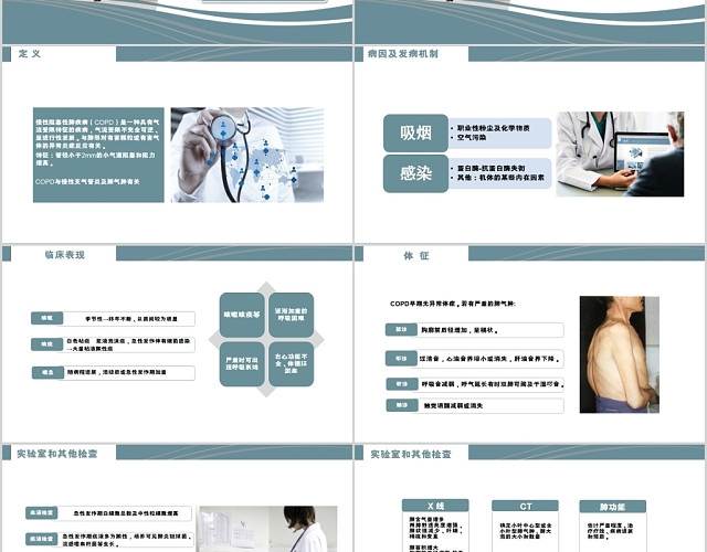 清新简洁医疗COPD患者护理查房培训课件PPT动态模板