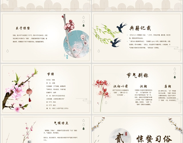 中国风二十四节气之惊蛰节气介绍课件PPT