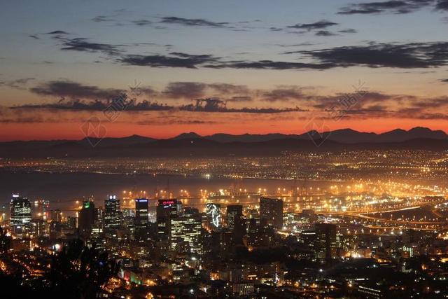 城市傍晚美丽的都市夜景背景图片