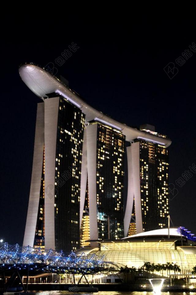 旅游自然新加坡滨海湾夜景背景图片