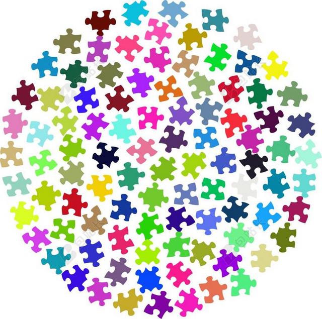 拼图 谜题 件 抽象 艺术 多彩 棱柱形 色 彩虹 SVG