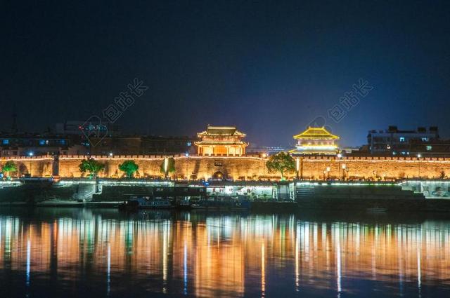 摄影唯美古城夜景背景图片
