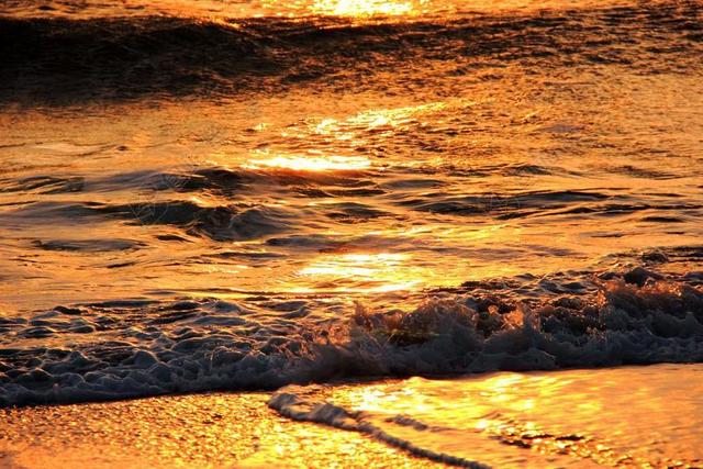 摄影唯美夕阳下的海浪背景图片