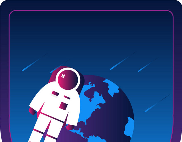 蓝色商务创意标签月亮星空科技感宇宙图标