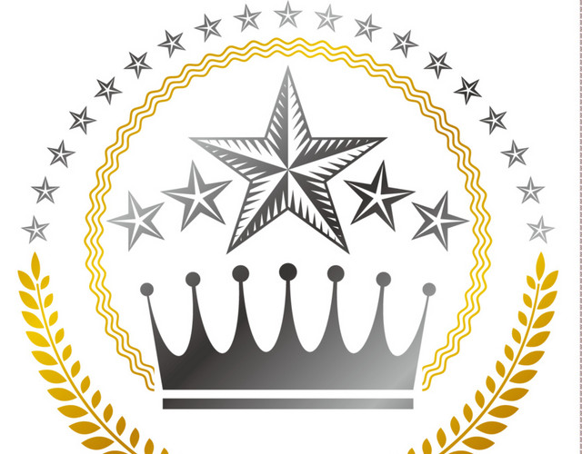星星皇冠徽章元素矢量图形
