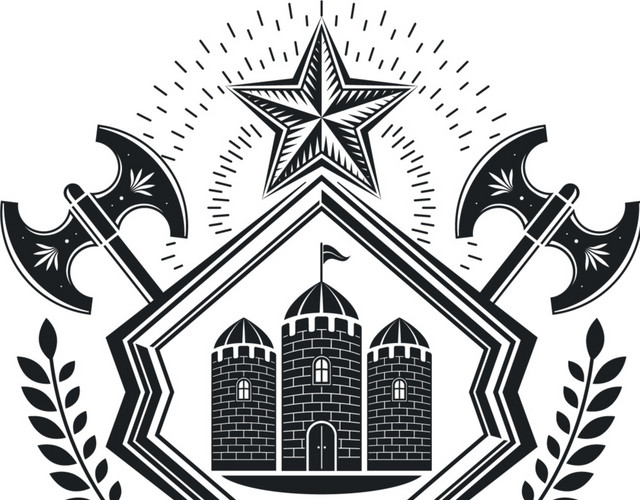 黑白建筑徽章勋章标签