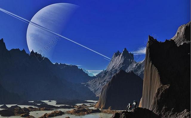科幻山谷和巨星背景图片