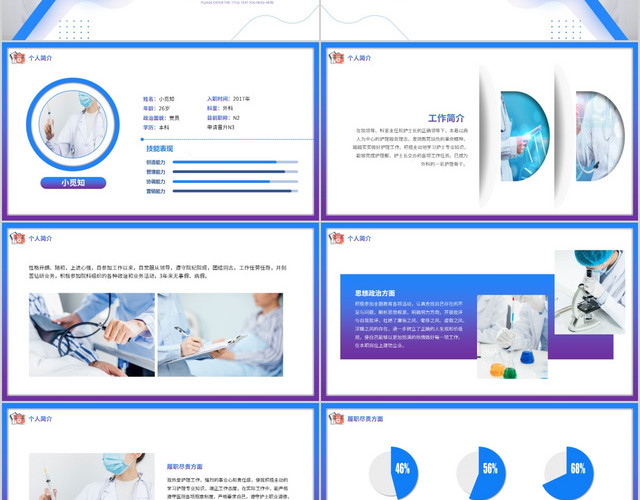 蓝色简约护士晋升报告N2申请晋升N3述职报告动态PPT模板