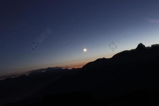 明星 月球 夜晚的天空 傍晚的天空 月亮 夜