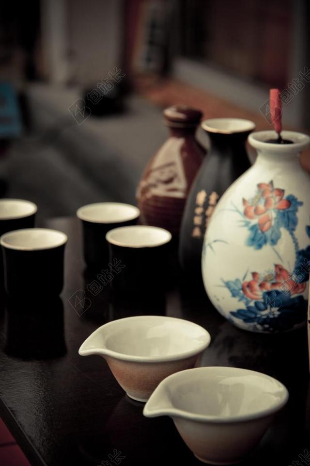 餐饮唯美品茶茶具背景图片