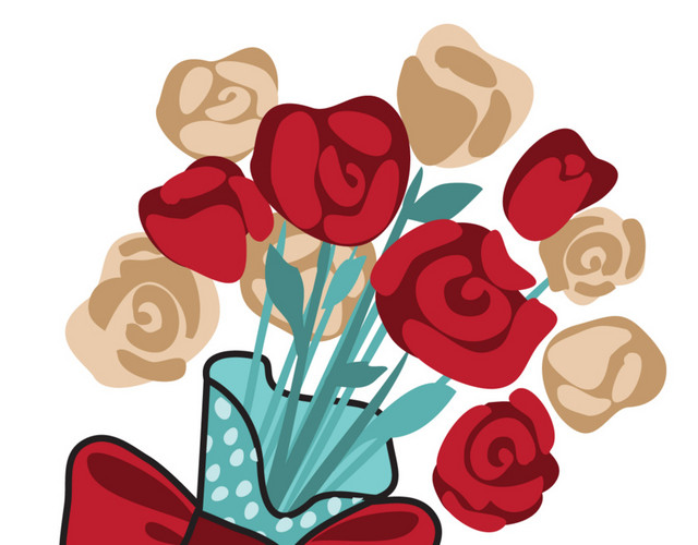 手绘彩色花束教师节素材