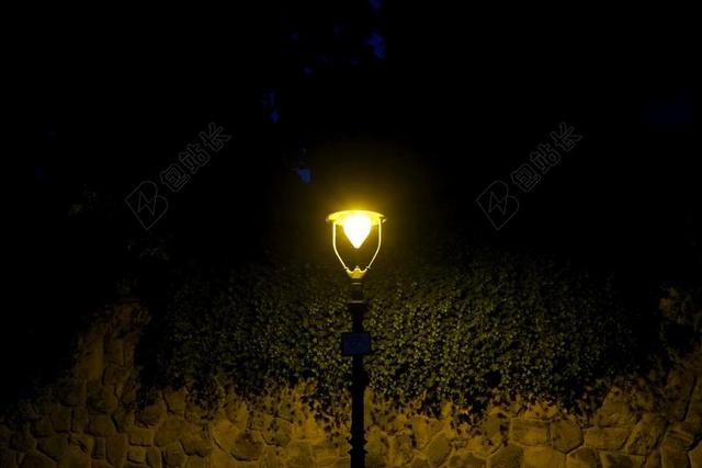 夜景公园路灯背景图片