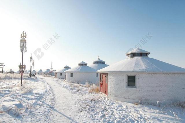 旅游自然呼伦贝尔雪景背景图片