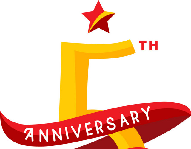 彩色周年纪念数字5