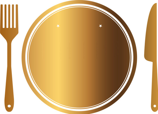 金边典雅欧式餐具标签矢量素材