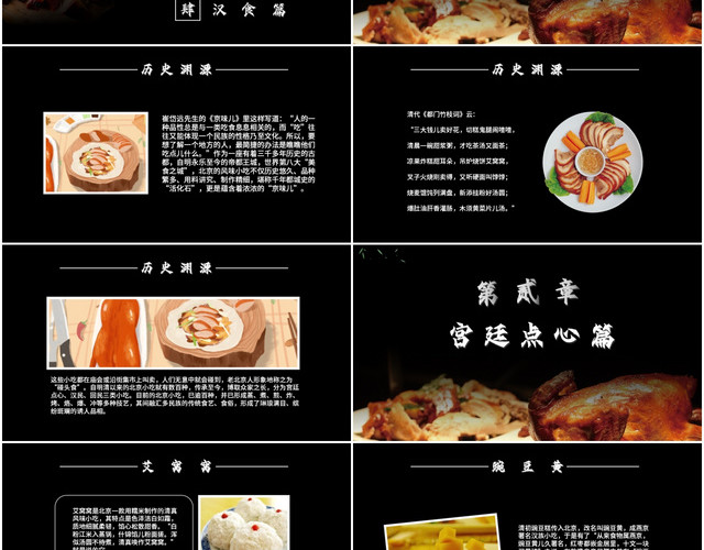 黑色简约北京小吃美食介绍宣传PPT模板