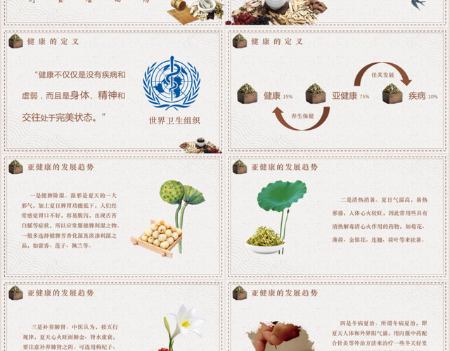 浅色中国风古风夏季养生食疗介绍PPT模板