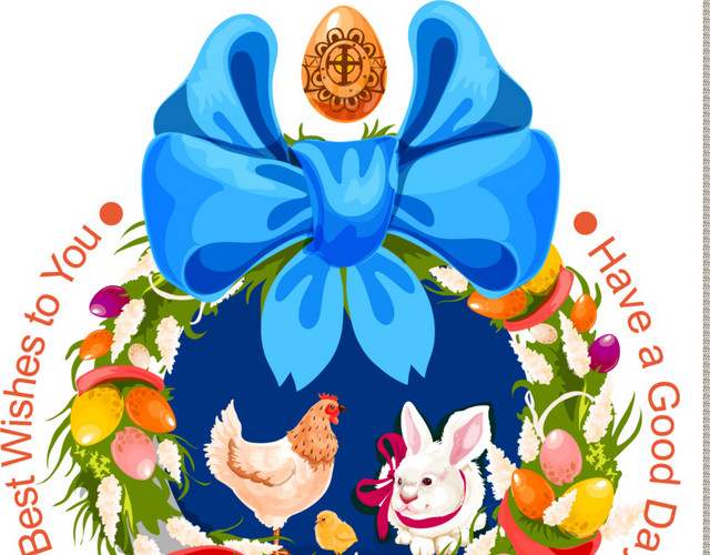彩色复活节花环兔子彩蛋素材