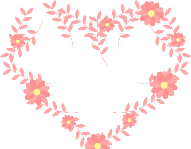 红色心形花环设计素材