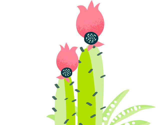 绿色手绘植物仙人掌素材