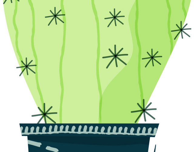 绿色手绘植物仙人掌素材