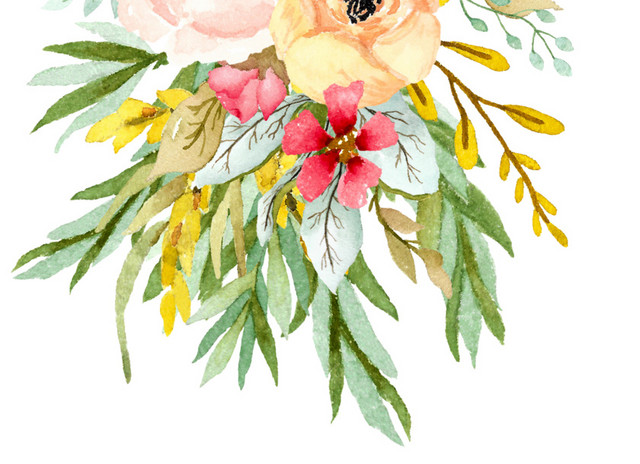 手绘卡通水彩花朵