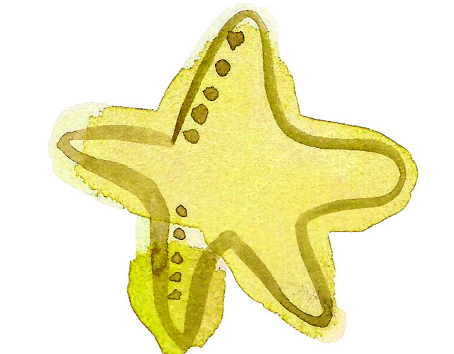水彩黄色海星矢量元素