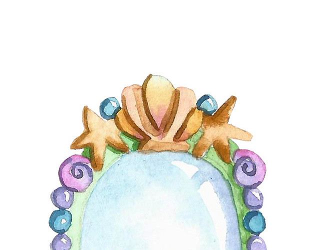 卡通彩色海星镜子矢量元素