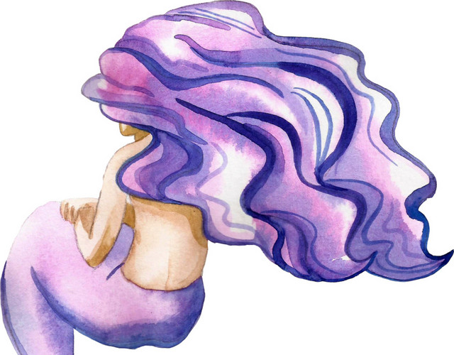 海洋紫色美人鱼矢量元素