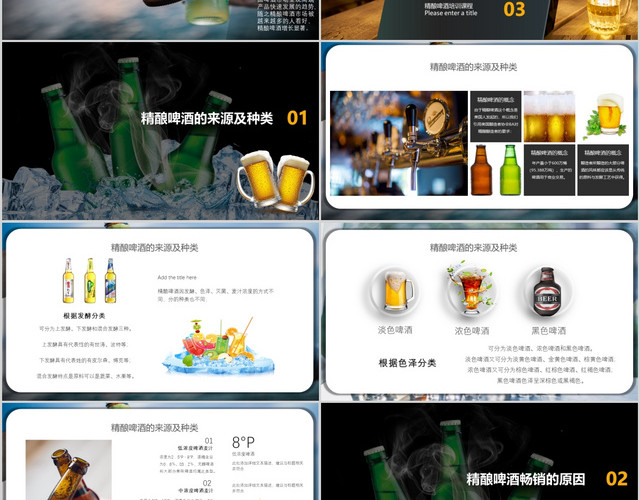 蓝色简洁风格精酿啤酒培训主题模板PPT模板
