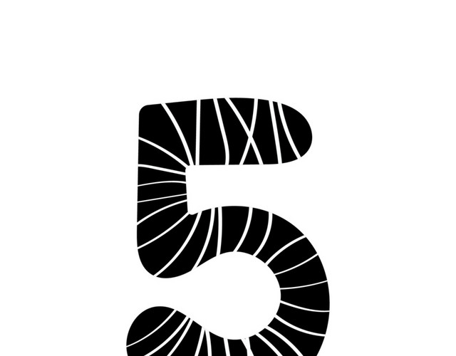 黑白条纹数字5素材