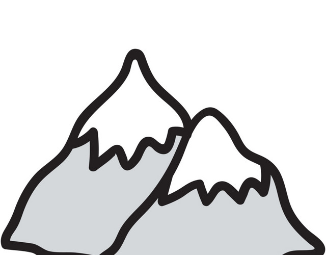 卡通简笔画雪山设计素材