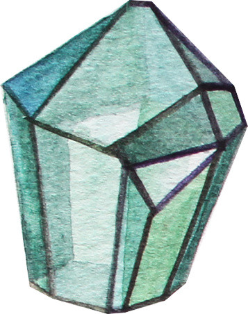 清新水彩钻石水晶插画