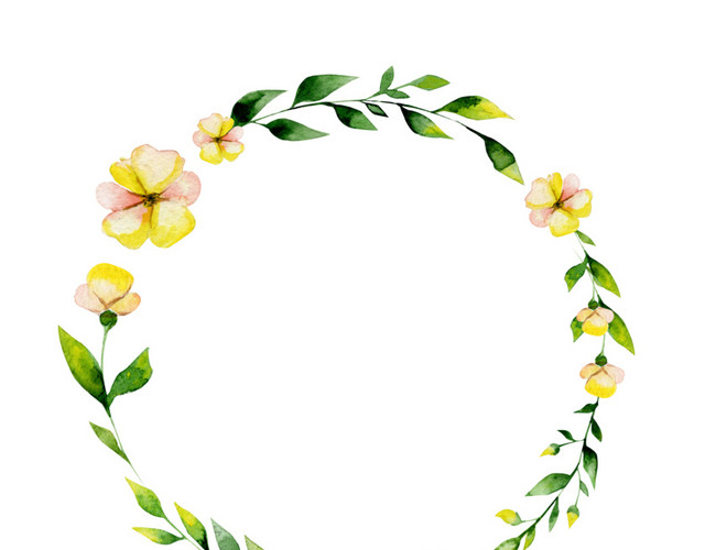 清新简约水彩花圈