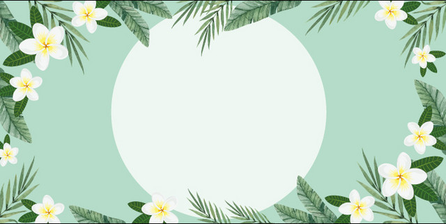 清新文艺白绿花朵树叶电商背景素材